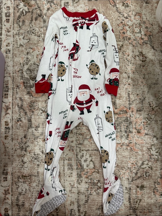 Carter's Other - Carter's White Holiday Santa & Treats Footed One-Piece Pajamas